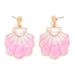 Wholesale marble Acetate Shell Drop Earring Pearls L