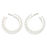 Wholesale flat Metal Hoop Earrings Studded Pearl Details D
