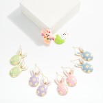 Wholesale enamel Easter Egg Bunny Ears Drop Earrings L