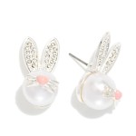 Wholesale rhinestone Pearl Easter Bunny Stud Earrings L