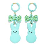 Wholesale clay Easter Bunny Rhinestone Studded Bow Drop Earrings L
