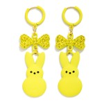 Wholesale clay Easter Bunny Rhinestone Studded Bow Drop Earrings L