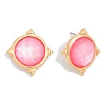 Wholesale metal Resin Circle Post Drop Earrings L