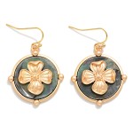 Wholesale pearlescent Medallion Drop Earrings Metal Flower Detail L