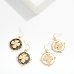 Wholesale pearlescent Medallion Drop Earrings Metal Flower Detail L