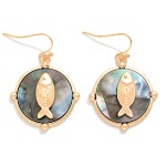 Wholesale pearlescent Circle Gold Fish Drop Earrings L