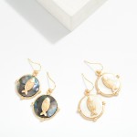 Wholesale pearlescent Circle Gold Fish Drop Earrings L