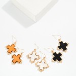 Wholesale wood Metal Plus Cross Earrings L