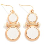 Wholesale stacked Wood Circle Metal Bar Drop Earrings L