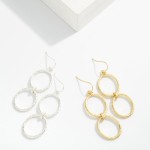 Wholesale linked Hammered Metal Ovals Drop Earrings L