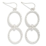 Wholesale linked Hammered Metal Ovals Drop Earrings L