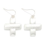 Wholesale overlapping Hammered Metal Plus Cross Drop Earrings L