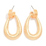 Wholesale hammered Metal Teardrop Door Knocker Post Drop Earrings L