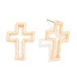 Wholesale textured Post Drop Cross Earrings L