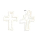 Wholesale textured Post Drop Cross Earrings L
