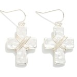 Wholesale wire Wrapped Hammered Metal Cross Drop Earrings L
