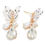 Wholesale resin Butterfly Drop Earrings Rhinestone Pearl Dangle Details L