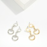 Wholesale metal Horsebit Post Drop Earrings Rhinestone Details L