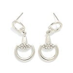 Wholesale metal Horsebit Post Drop Earrings Rhinestone Details L