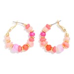 Wholesale stone Metal Disk Beaded Hoop Earrings D