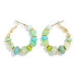 Wholesale stone Metal Disk Beaded Hoop Earrings D