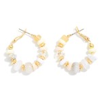 Wholesale stone Metal Disk Beaded Hoop Earrings D