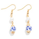 Wholesale chinosorie Bead Pearl Beaded Drop Earrings L