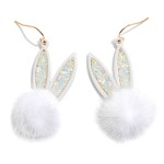 Wholesale glitter Easter Bunny Ears Pom Drop Earrings L