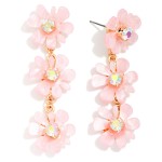Wholesale linked Marbled Acetate Flowers Post Drop Earrings L