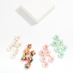 Wholesale linked Marbled Acetate Flowers Post Drop Earrings L