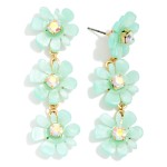 Wholesale linked Marbled Acetate Flowers Post Drop Earrings L