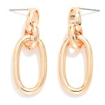 Wholesale linked Metal Ovals Post Drop Earrings L