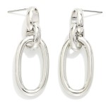 Wholesale linked Metal Ovals Post Drop Earrings L