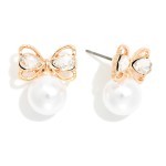 Wholesale metal Rhinestone Butterfly Pearl Post Drop Earrings L