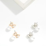 Wholesale metal Rhinestone Butterfly Pearl Post Drop Earrings L