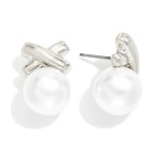 Wholesale metal Pearl Ball Post Drop Earring L