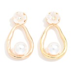 Wholesale metal Pearl Oyster Post Drop Earrings Pearlescent Flower Post L