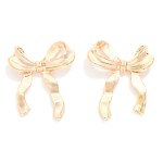 Wholesale crinkled Metal Bows Post Drop Earrings L