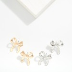 Wholesale crinkled Metal Bows Post Drop Earrings L