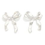 Wholesale crinkled Metal Bows Post Drop Earrings L