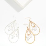 Wholesale textured Metal Nesting Teardrop Drop Earrings Pearl Charms L