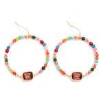 Wholesale faceted Bead Beaded Hoop Drop Earrings Glass Crystal Detail