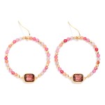 Wholesale faceted Bead Beaded Hoop Drop Earrings Glass Crystal Detail