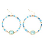 Wholesale faceted Bead Beaded Hoop Drop Earrings Glass Crystal Detail