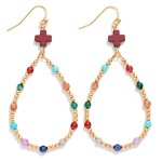 Wholesale beaded Teardrop Earrings Plus Cross Detail L