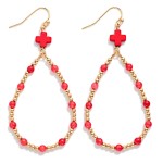 Wholesale beaded Teardrop Earrings Plus Cross Detail L