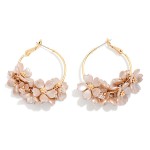 Wholesale pearl Flower Beaded Hoop Earrings D