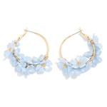 Wholesale pearl Flower Beaded Hoop Earrings D