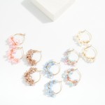 Wholesale pearl Flower Beaded Hoop Earrings D