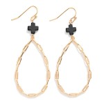 Wholesale paperclip Chain Teardrop Drop Earring Plus Cross L